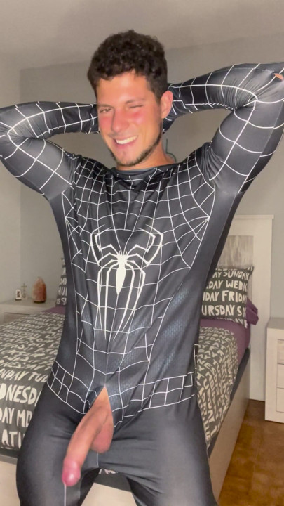 My Big Cock Cums With No Touch With Spiderman Suit