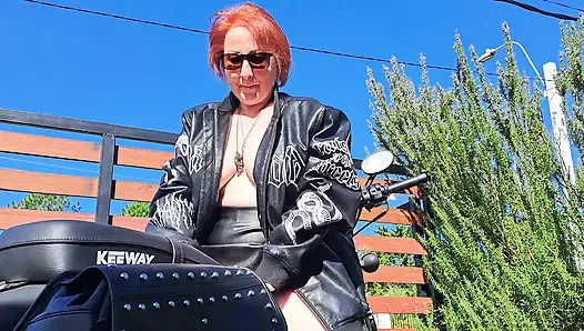 Biker Girl Behind the Scenes: Leather, Black Bike & A Naughty Secret (Full in Bio)