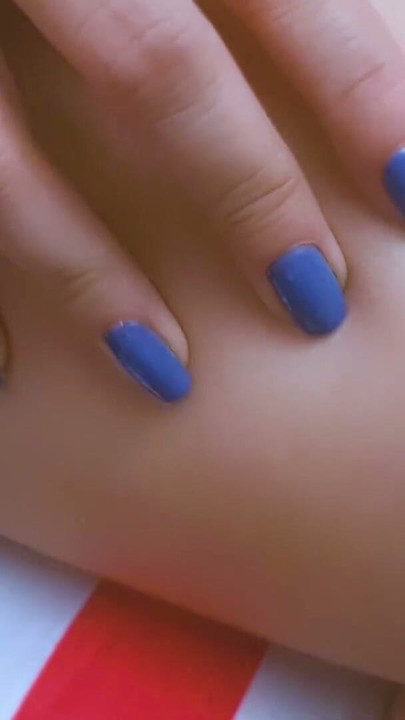 Teen with beautiful nails and legs is painting her nails while masturbate | Clip 1