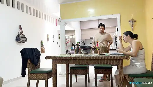 I fuck my girlfriend's daughter 18+ at the table while she doesn't see us!