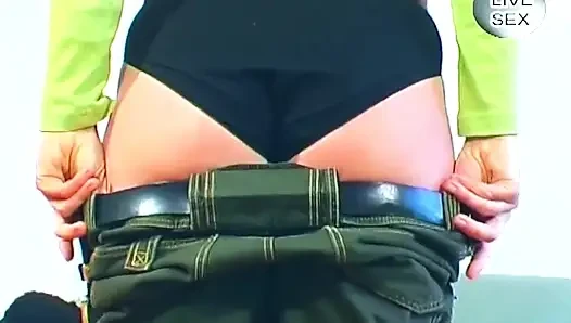 Blonde Slides Thick Glass Dildo Deep Inside