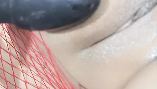 These huge natural tits in oil were fucked and finished