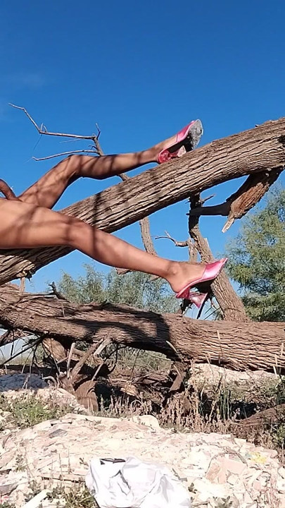 Beautiful little femboy strips naked in public with dress and pink heels very hot enjoy her | Clip 2