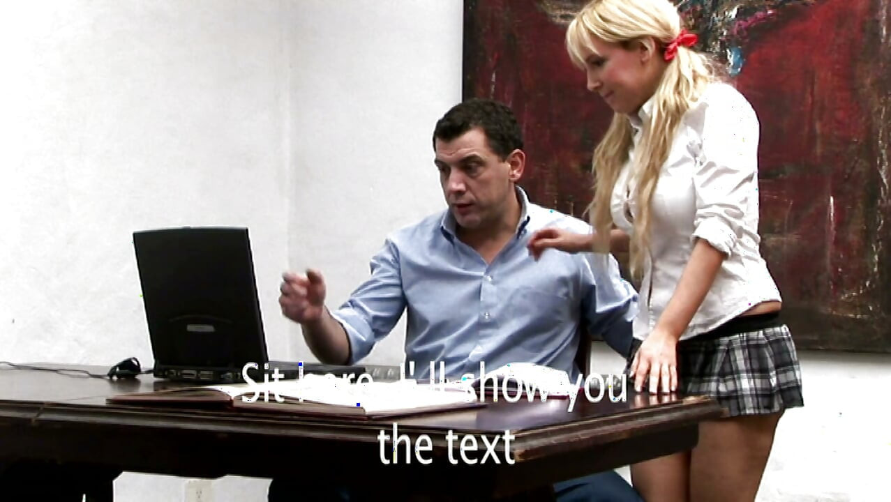Naughty little slut with her lollypop and her horny professor