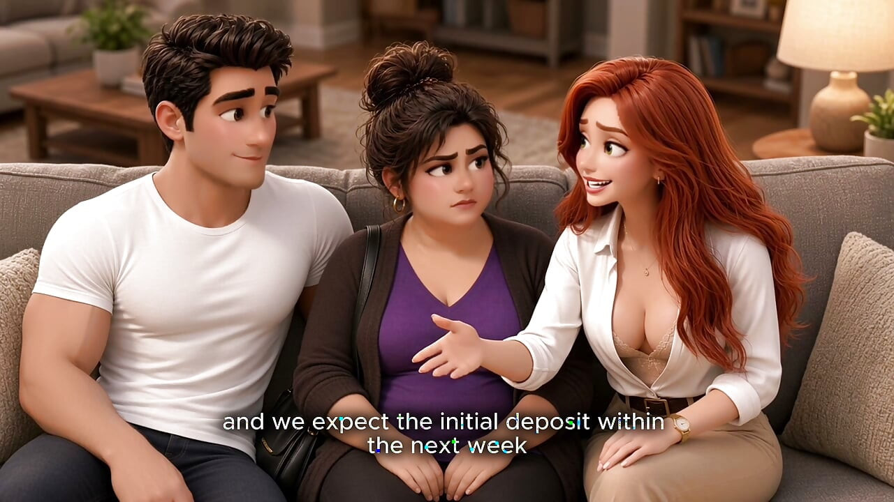 Cheated with hot redhead Realtor, Fat Wife joined them. AI Best Cartoons