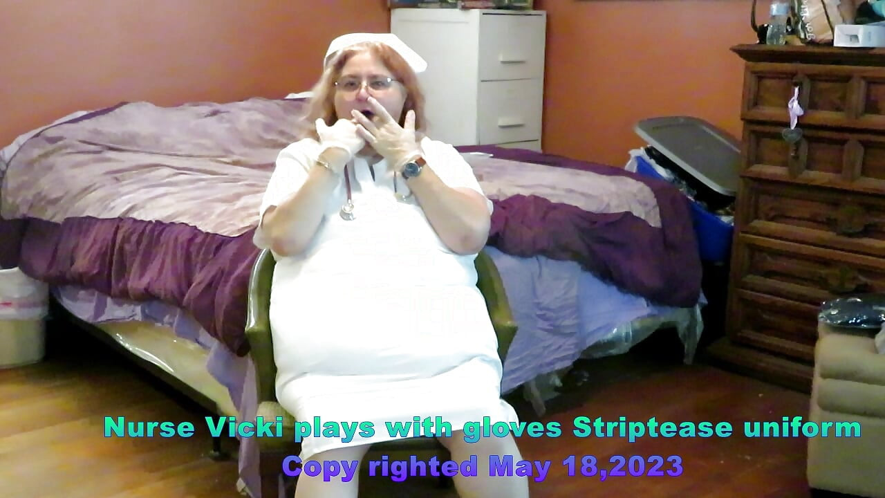 Requested Nurse Play with Self with Medical Gloves on Strip Tease!