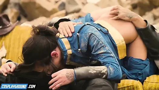 Sage hunter nimmt den ghoul harten schwanz, bis er auf ihr gesicht kommt - fallout porno-cosplay-parodie