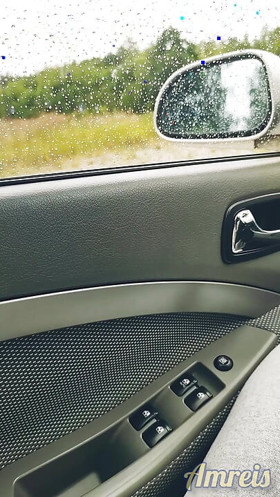 Cum and drive! Filling a condom in the parking lot.