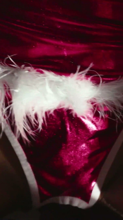 I'm wearing my Christmas outfit but he gets cum all over it after a fuck | Clip 1