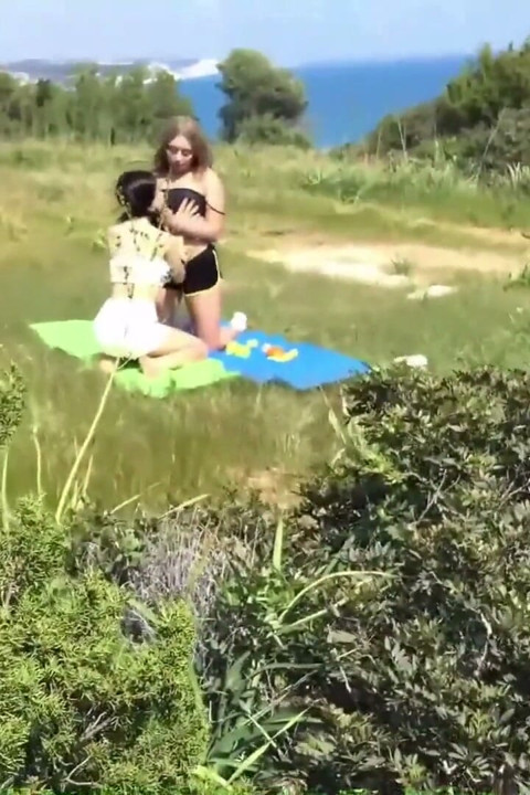 Sasha Rose and Daniella Margot hot outdoor lesbian action