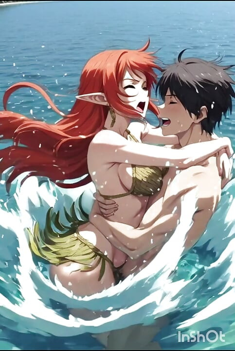 Redhead anime hentai girl fucks in the water