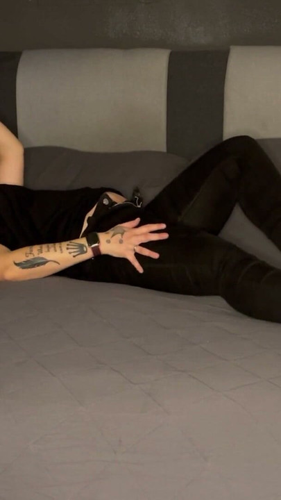 Masturbation while watching porn multiple orgasms Clitoris rubbing fingers wet on bed Solo | Clip 1