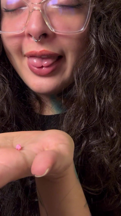 The Giantess Found a Man Curled up to Sneeze on Him