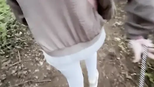 Humiliating Chastity Walk on a Leash Attached to His Locked Cock