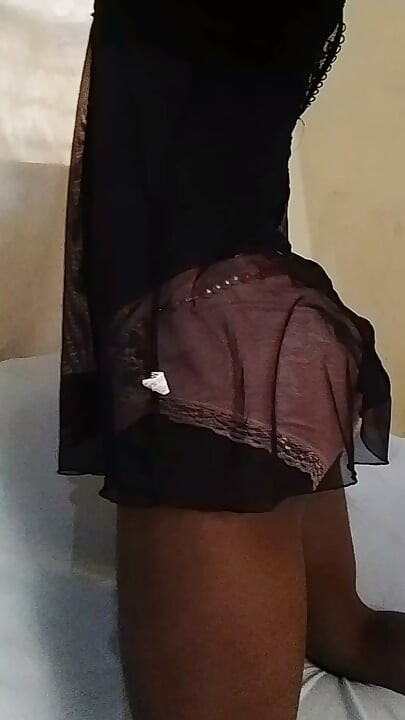 Sissy Ebony looking Sexy in lingerie