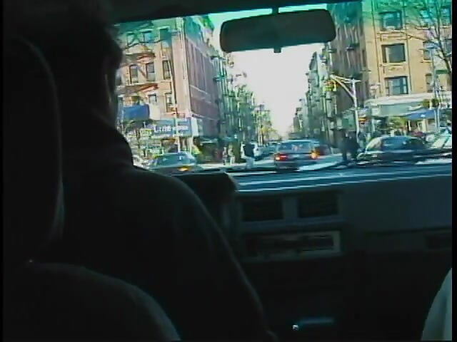 Commuter redhead carpools with creep who debases her in car in city traffic