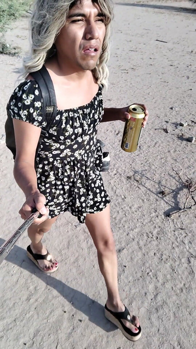 Sexy ladyboy legs and mini dress with sandals in hot public | Clip 1