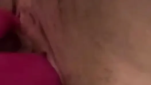 Wet, creamy pussy from playing with a dildo