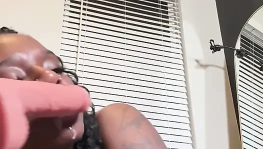 Ebony Fucks Throat and Squirt Uncontrollably