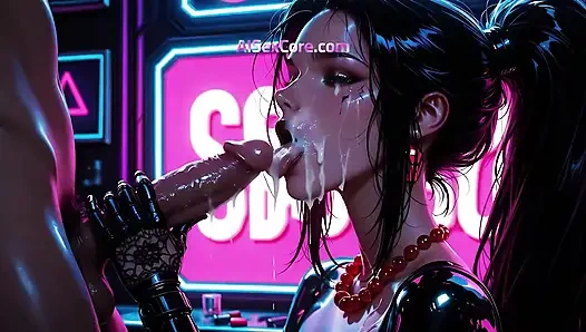 Black ponytail bounces getting pounded on the bar hot cum explodes all over her pretty face (AI)