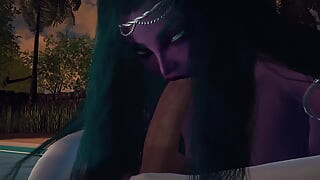 Night Elf Princess dá-lhe um boquete no jardim em primeiro plano - 3d pornô