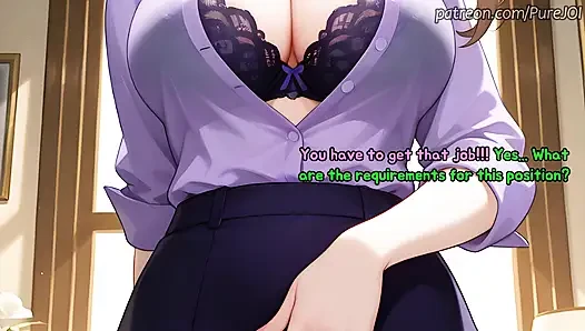 Pass 5 interviews with Genshin Impact girls to get a job (Sex JOI)