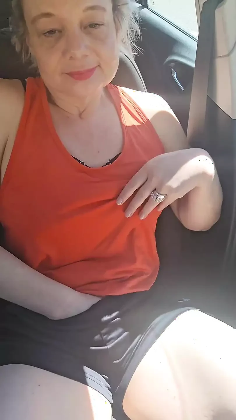 I Caress Myself and Dildo in the Car and Get Surprised
