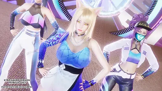 MMD KPop Охотники на демонов - HUNTRX - Золотой Ahri Kaali Kaisa, сексуальная Kpop, танец лиги легенд, хентай без цензуры, 4K 60FPS