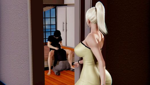 Family At Home #18: Double blowjob by a naughty milf and my jealous stepmother - Gameplay (HD)