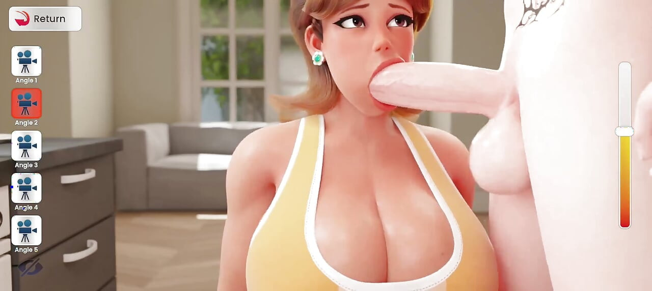 Debbie gives Eden a blowjob in the kitchen