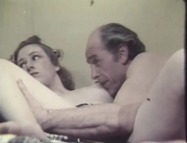 Vintage blonde babe fucking an bold old guy