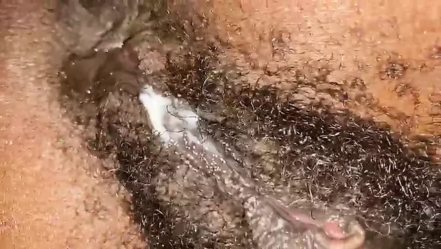Ebony slut gets dripping wet and creamy