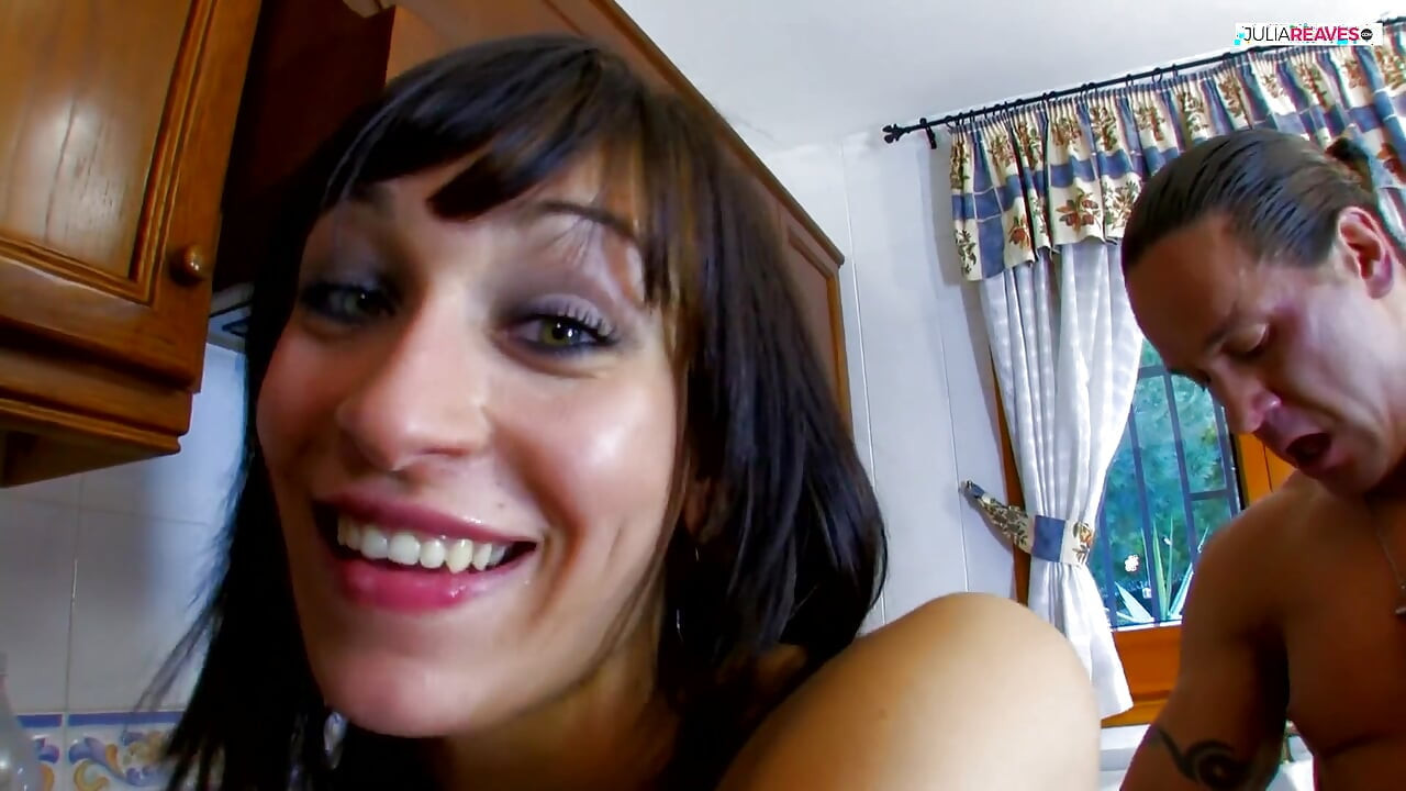 Hot girl gets a huge cock thrusting her pussy with a condom on