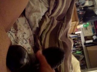 Wife is scared to fuck thick black dildo