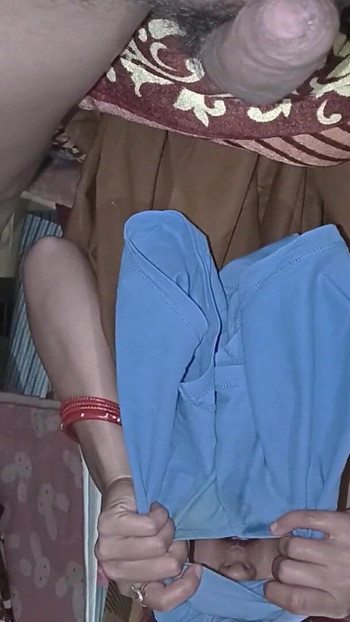 Stunning moment from "My horny wife Shalini seduced and riding dick in her periods in night time"