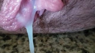 White girl pushing out my cum