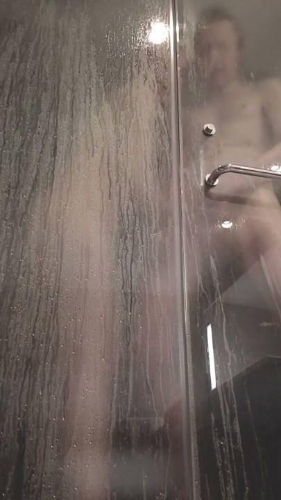 The girl helps the guy cum in the shower | Clip 1
