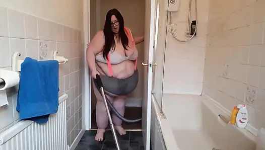BBW SSBBW house chores in suspenders & thong