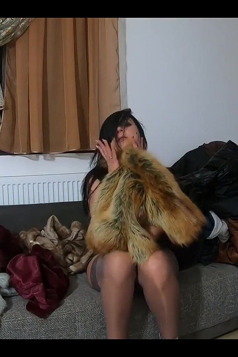 milfycalla- masturbating while wearing fur coats, shiny clothes and long jackets- preview