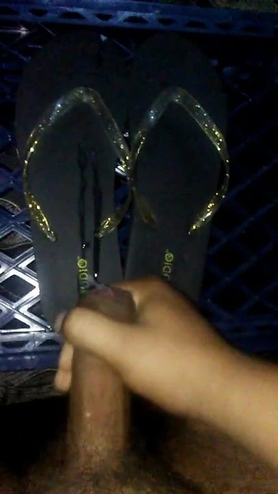 Cumming on aunties sandals