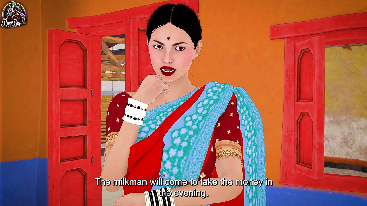 Hintli kadın sütçü ve ev sahibi tarafından sikiliyor - grup seks