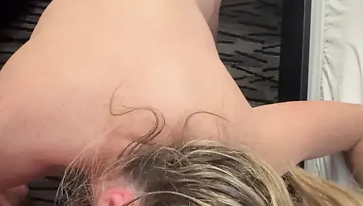 Nympho Wife Sucks Balls While Daddy Milks His Cock and Cum's