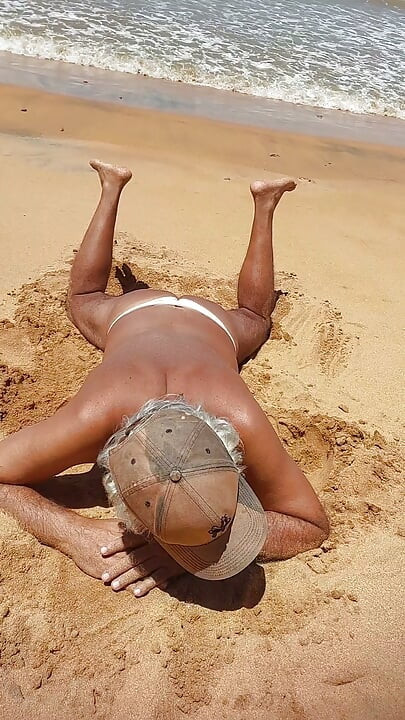 Ladysilva on the beach in panties tanning her hot ass