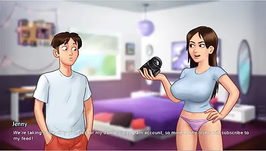Summertime saga - gameplay - rollenspiel - schwangerer teenager im nassen hemd und fotoshooting von teenager