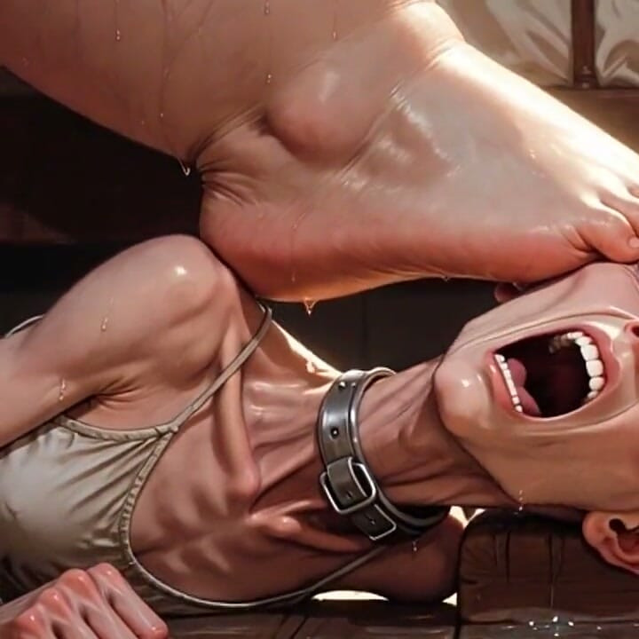 Fat Mistress Steps on Skinny Slave Face - Hard Trampling Humiliation