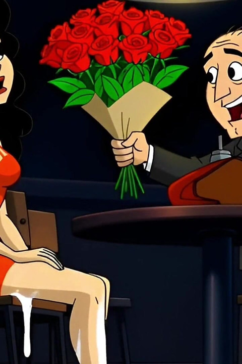 Valentine's Day. Cartoon in Which a Wife Is Fucked in a Public Toilet