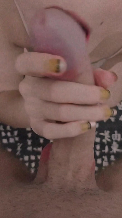 POV Blindfolded Brunette on Her Knees Slow Blowjob Only on the Tip  Big Dick, Nose Piercing & Perfect Nails