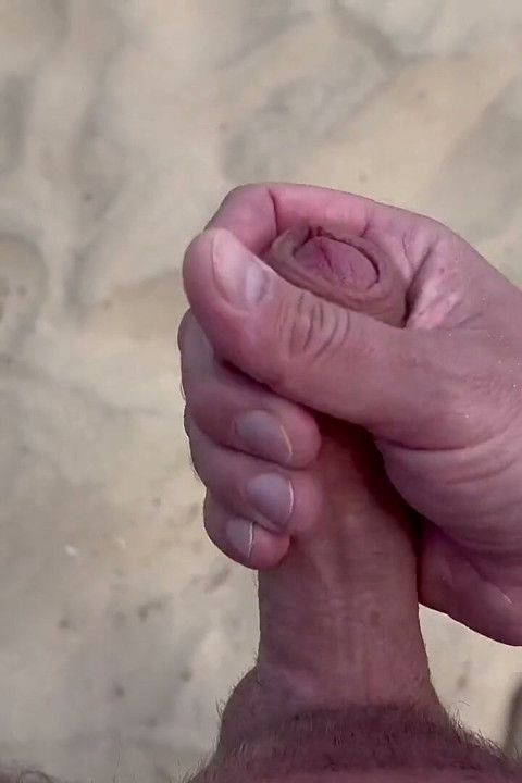 Naked Beach MILF Helps a Jerking Stranger - Cum on Her Ass