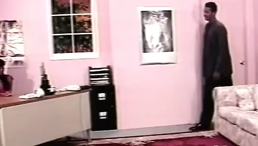 Black chick rides and drains a black dong