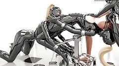 Dominatrixes in Hard Bondage Chained to Pussy 3D BDSM Animation
